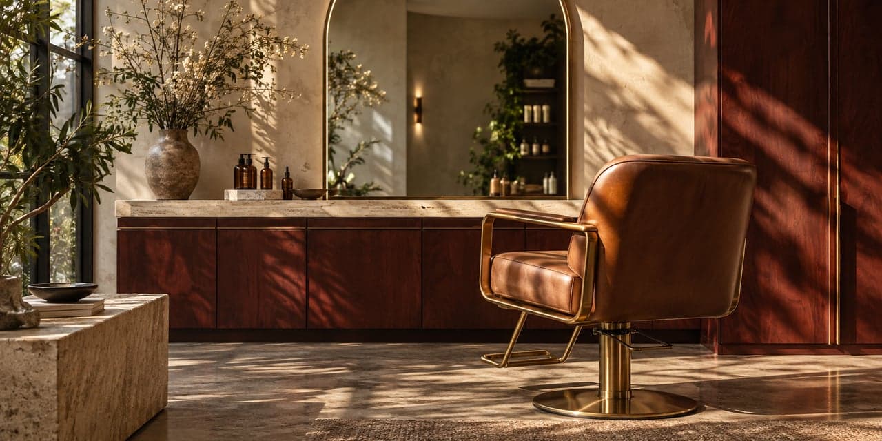 Sample salon with a warm, welcoming styling space